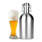 32OZ/64OZ Stainless Steel Beer Growler, Homebrew Portable Beer Barrel Secure Swing Top Lid Craft Beer Bottle Tight Airtight Seal