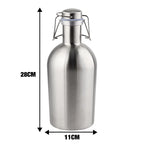 32OZ/64OZ Stainless Steel Beer Growler, Homebrew Portable Beer Barrel Secure Swing Top Lid Craft Beer Bottle Tight Airtight Seal