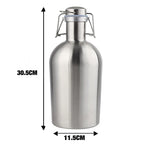 32OZ/64OZ Stainless Steel Beer Growler, Homebrew Portable Beer Barrel Secure Swing Top Lid Craft Beer Bottle Tight Airtight Seal