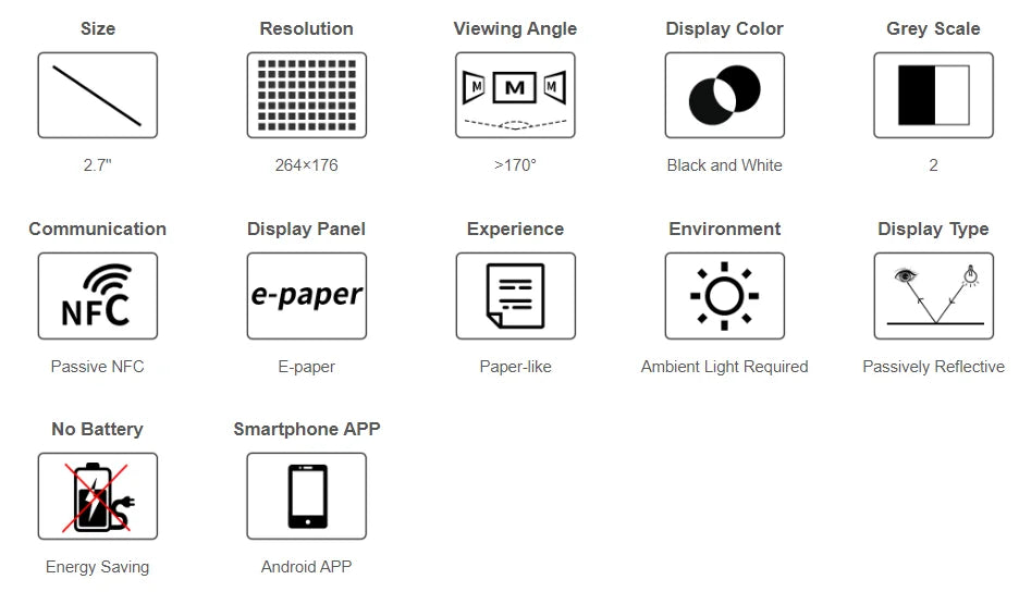 Local Stock 2.7inch Passive NFC-Powered E-Paper Module Wireless NFC Display