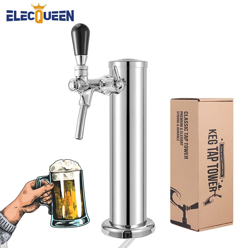 Beer Tower, Single Faucet Beer Kegerator Dispenser, 3-Inch Column Homebrew Draft Beer Dispensing, with Complete Installation Kit