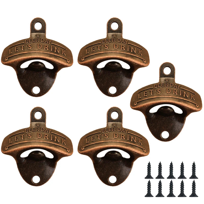 1pc Retro Bottle Opener Wall Mounted Decorative Wall Hanging BBQ DIY Beer Opener Tools Bar Beer Day Decoration Kitchen Corkscrew
