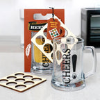 BespritGift New Novelty Products 500ml Beer Glass Mug Set With Cap Collector Wooden Coaster Birthday Father's Day Gifts for Men