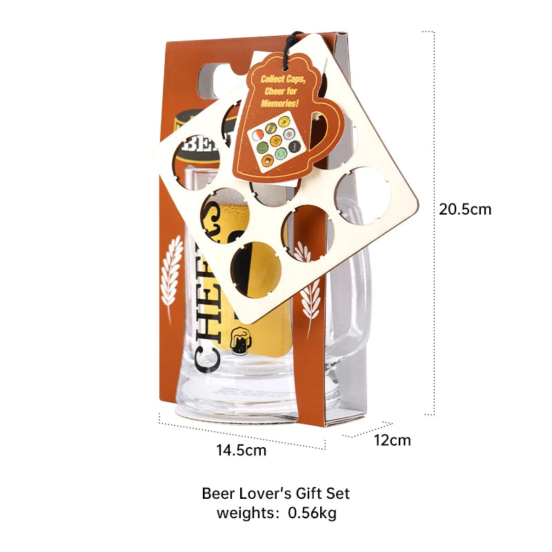 BespritGift New Novelty Products 500ml Beer Glass Mug Set With Cap Collector Wooden Coaster Birthday Father's Day Gifts for Men