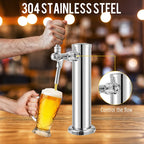 Beer Tower, Single Faucet Beer Kegerator Dispenser, 3-Inch Column Homebrew Draft Beer Dispensing, with Complete Installation Kit