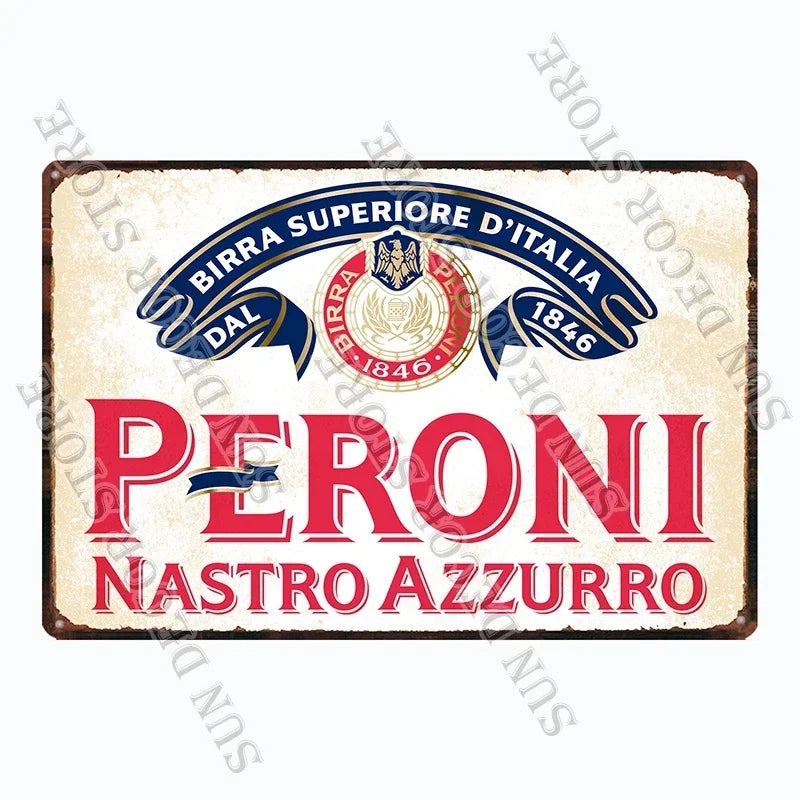 German Belgium Beer PERONI  WATERLOO  Retro Vintage Metal Tin Signs Poster for Room Bar Pub Club Man Cave Wall Decoration A-217