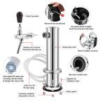 Beer Tower, Single Faucet Beer Kegerator Dispenser, 3-Inch Column Homebrew Draft Beer Dispensing, with Complete Installation Kit